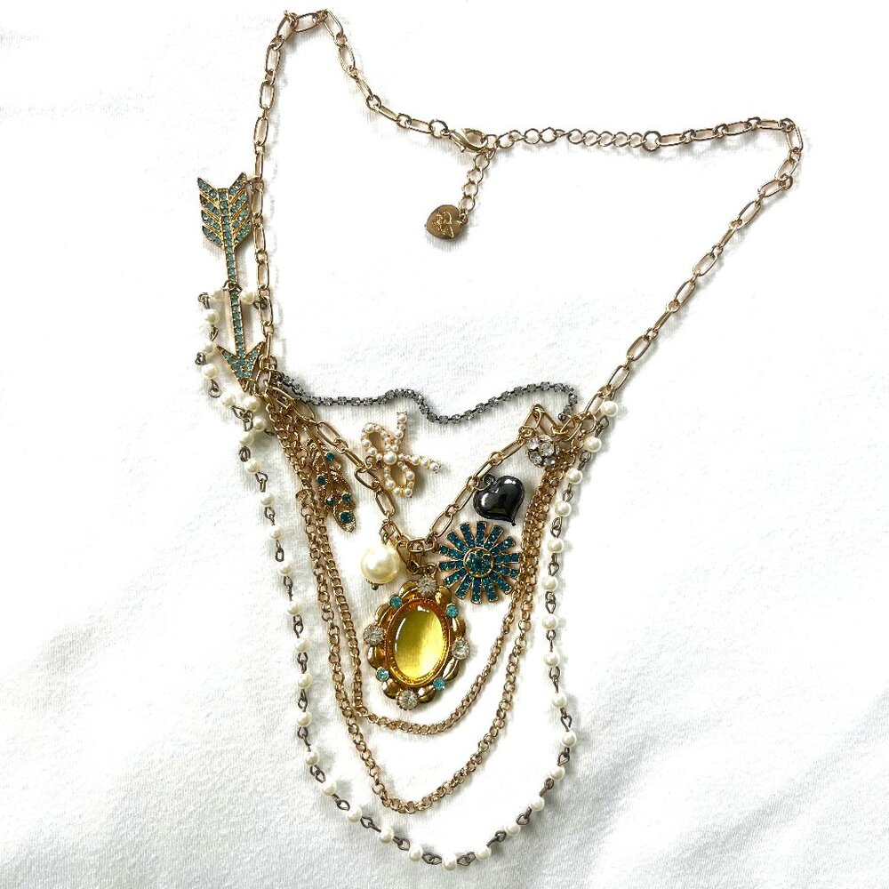 Betsey Johnson Multi-layer Trinket & Pearl Necklace